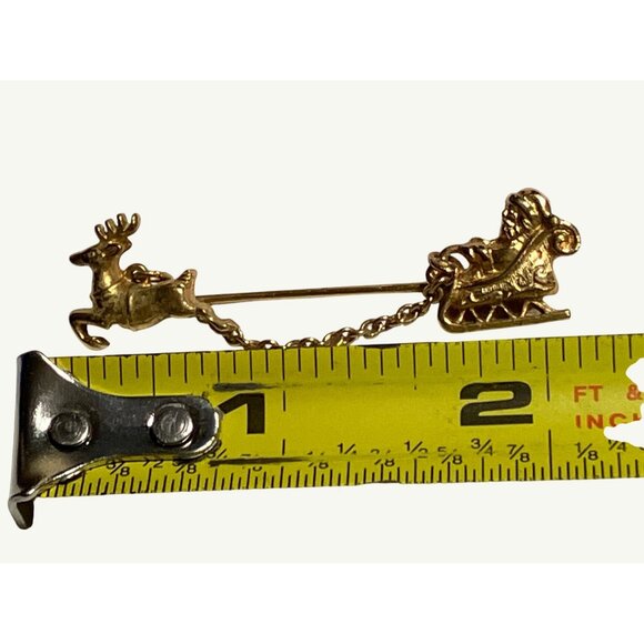 Vintage Avon Gold-Tone Reindeer & Sleigh Brooch Pin Holiday Jewelry Retro Christ - Picture 6 of 12